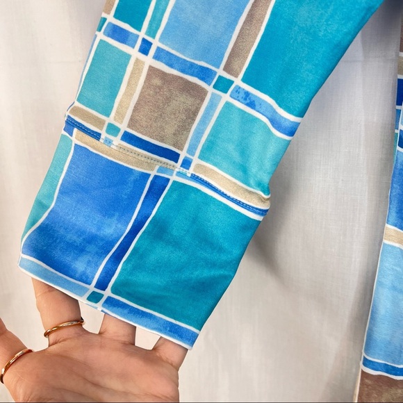 J. McLaughlin Sz S Brynn Tile Print Jersey Knit Collared V-Neck 3/4 Sleeve Dress - Picture 4 of 12